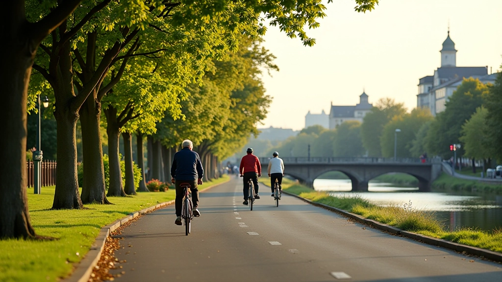 Royal Canal cycling path through Dublin urban greenway
